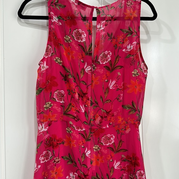 Calvin Klein Women Sz 10 Pink Floral High Lo Midi Dress Sleeveless Flowy Chiffon - Picture 9 of 11